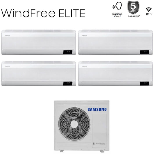 Climatizzatore Condizionatore Samsung Quadri Split Inverter serie WINDFREE ELITE 7+9+9+12 con AJ080TXJ4KG/EU R-32 Wi-Fi Integrato 7000+9000+9000+12000