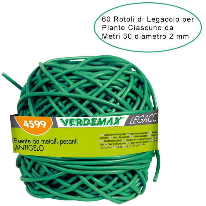 60 rotoli di filo per legature da giardino in pvc ciascuno da diametro 2 mm metri 30