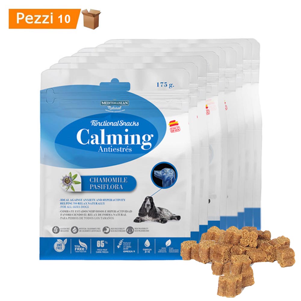 Multipack da 10 pz snack funzionali per cani mediterranean natural calmanti 175 gr