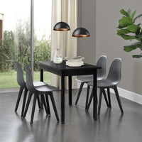 [en.casa] Arredo Sala da Pranzo Tavolo 120 x 60 x 75 cm con 4 Sedie 83 x 54 x 48 cm MDF Acciaio Plastica Nero / Grigio