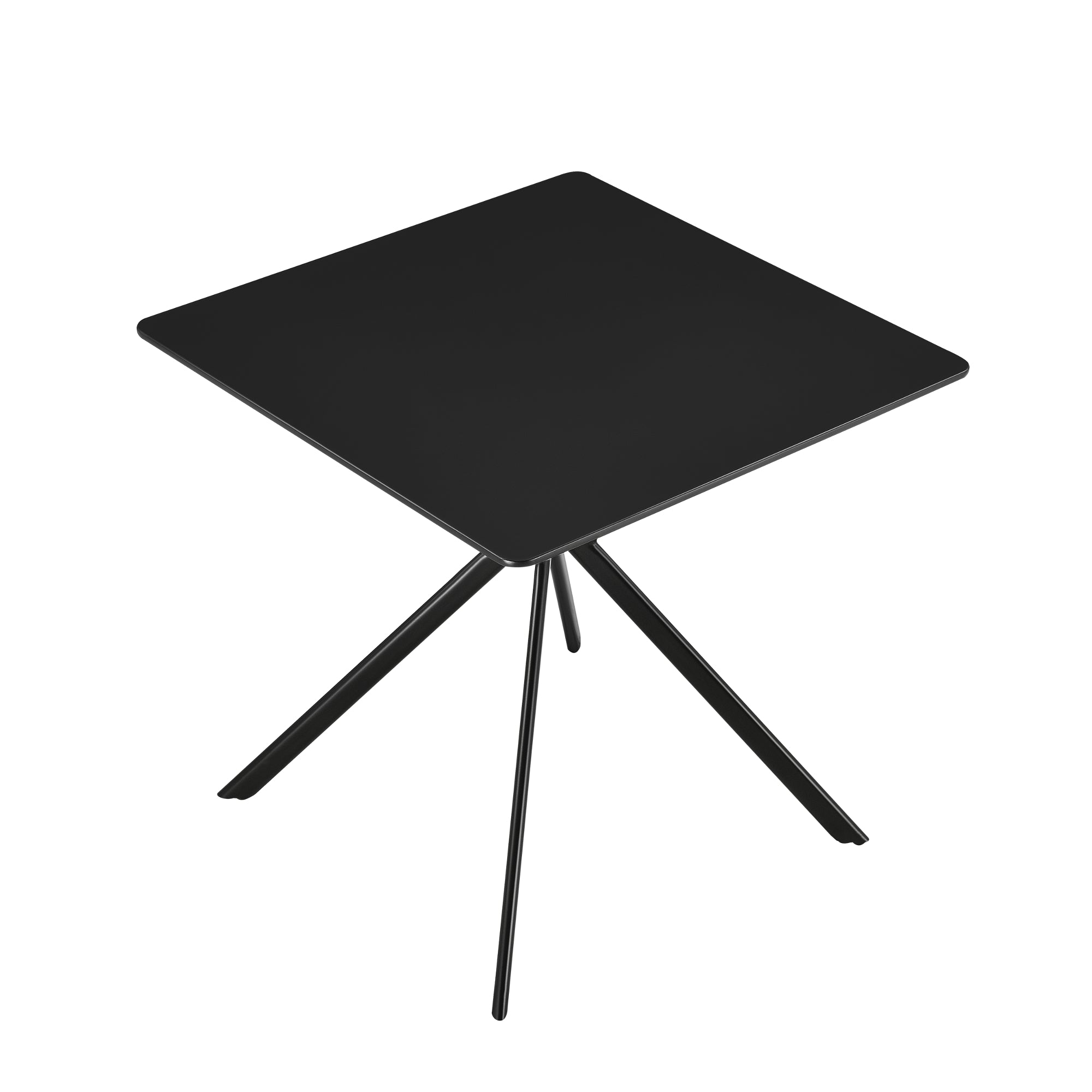 Tavolo da Pranzo con Piano Quadrato 78 x 78 cm Gambe di Design in Metallo - Nero [en.casa]