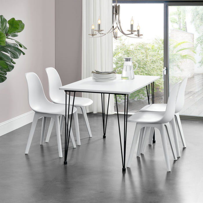 [en.casa] Tavolo per Sala da Pranzo Cantenbury con Gambe Hairpin 4 Posti 120 x 70 x 75 cm Acciaio MDF Bianco