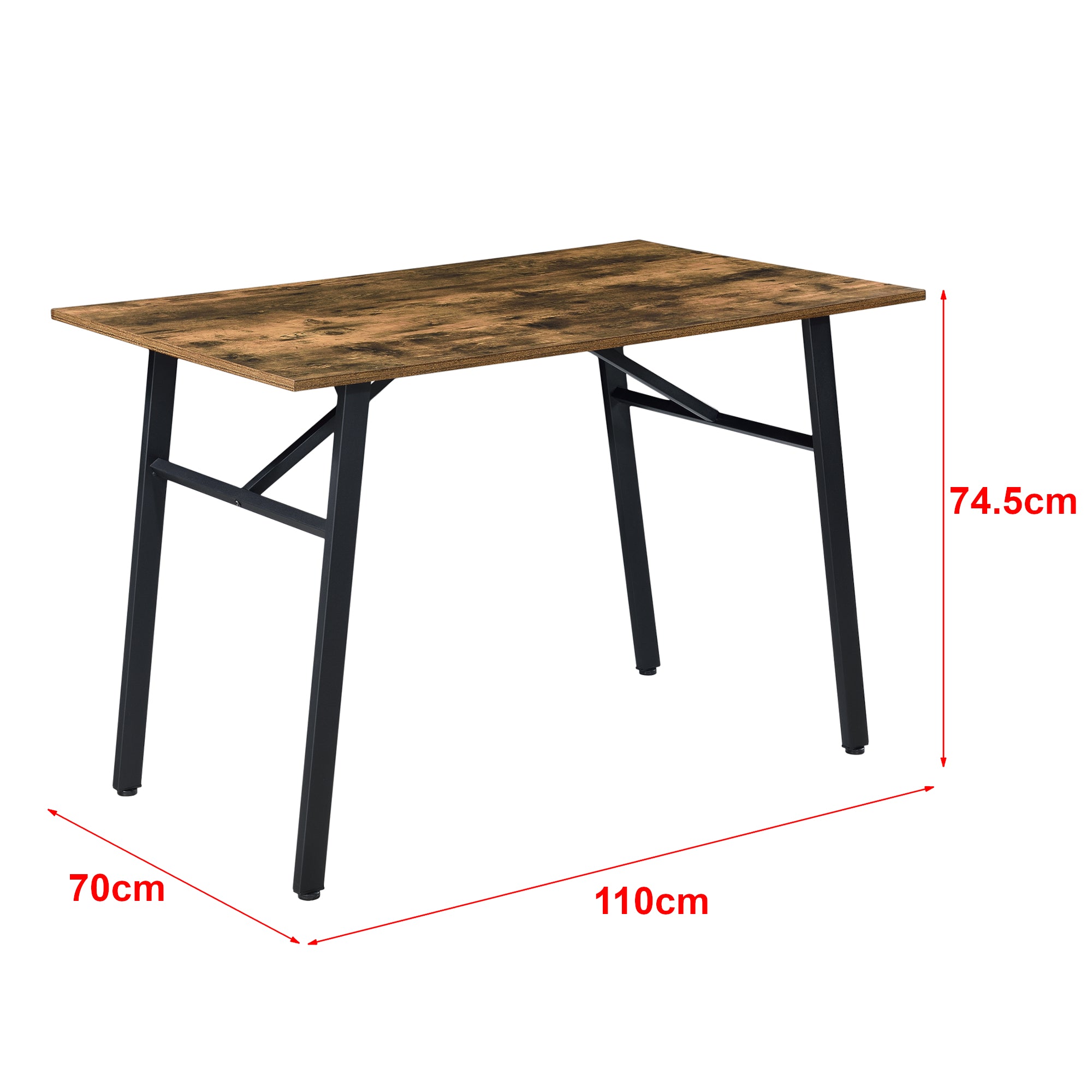 Tavolo da Sala Pranzo (AxLaxP) 74,5 x 110 x 70 cm con Tavolo da Cucina/Mensa - Piano Rettangolare in MDF di Color Legno