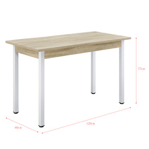 Tavolo da Pranzo Rettangolare 120 x 60 cm con Gambe in Acciaio Tavolo da Cucina fino a 4 Posti in Design Moderno -