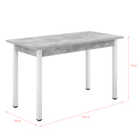 Tavolo da Pranzo Rettangolare 120 x 60 cm con Gambe in Acciaio Tavolo da Cucina fino a 4 Posti in Design Moderno -