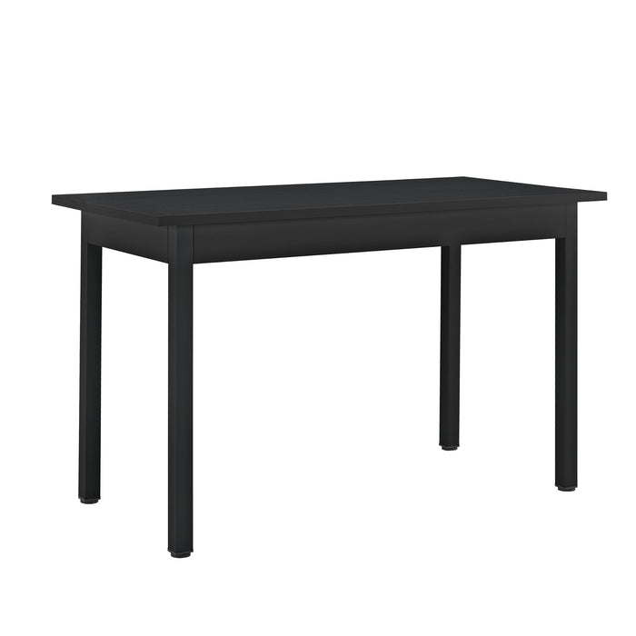 [en.casa] Arredo Sala da Pranzo Tavolo 120 x 60 x 75 cm MDF Nero con 4 Sedie Imbottite 96 x 43 x 52 cm Acciaio