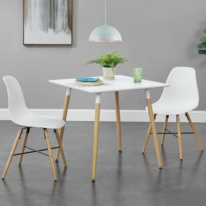 [en.casa] Tavolo per Sala da Pranzo in Stile Retro 80x80x74 cm Quadrato Bianco Gambe in Acciaio Arredo Cucina Mensa