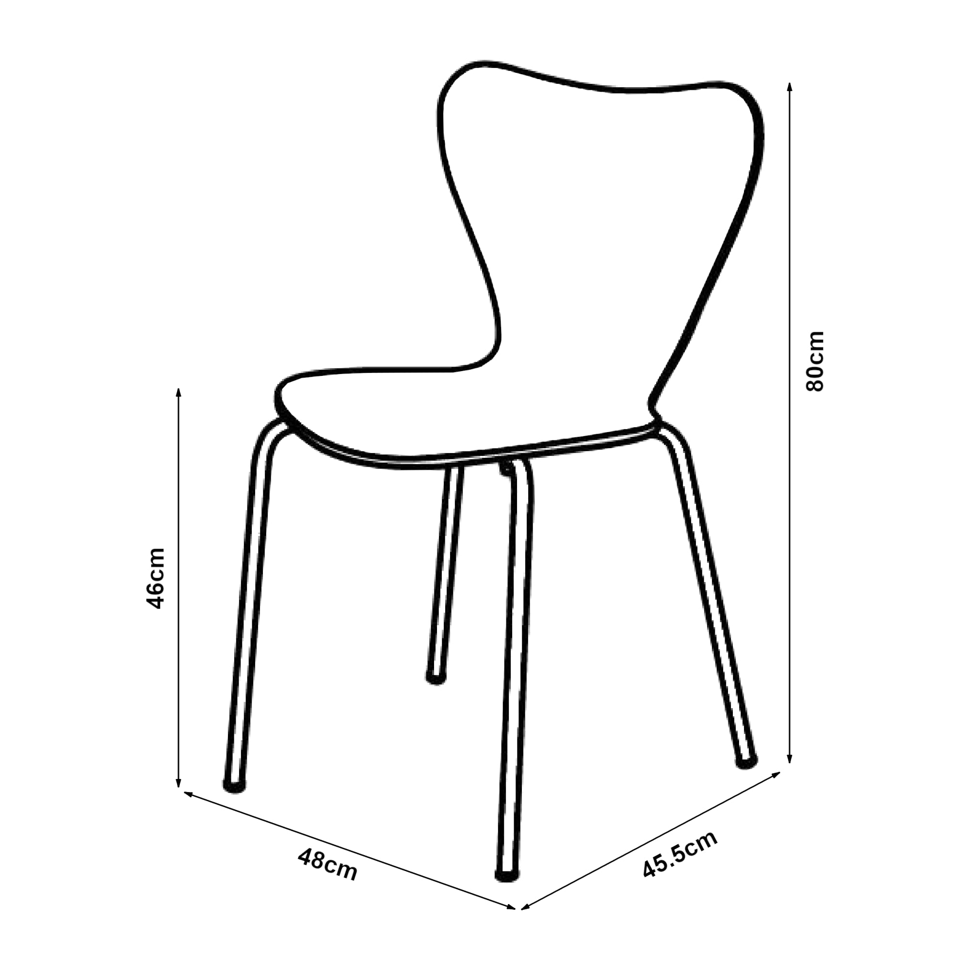 Set di 4 Sedie da Sala Essunga Impilabili - Arancione [en.casa]