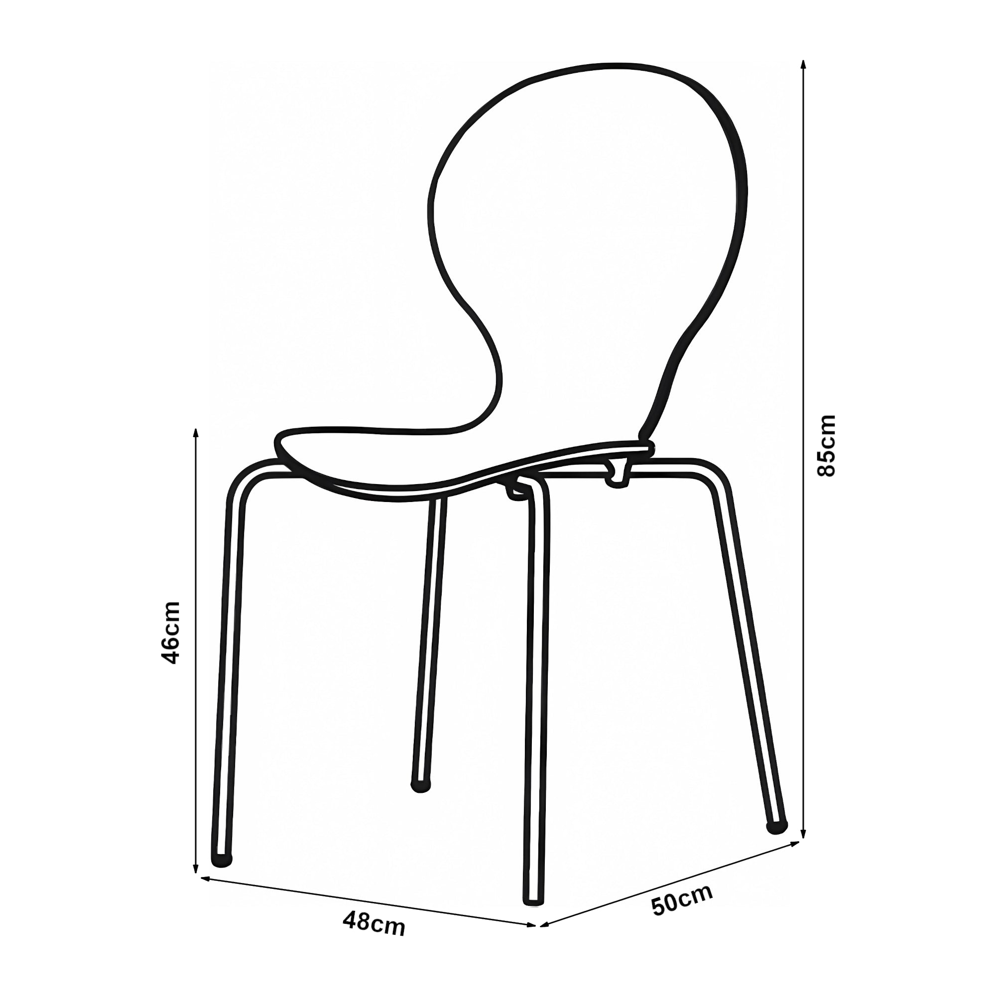 Set di 4 Sedie da Sala Etne Impilabili - Legno Naturale [en.casa]