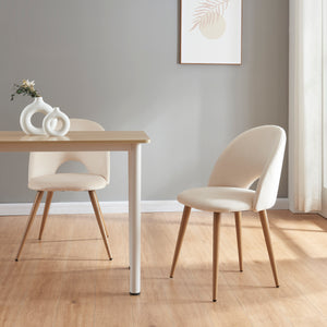 Set Karijoki di 2 Sedie da Sala Pranzo Effetto Velluto Beige [en.casa]