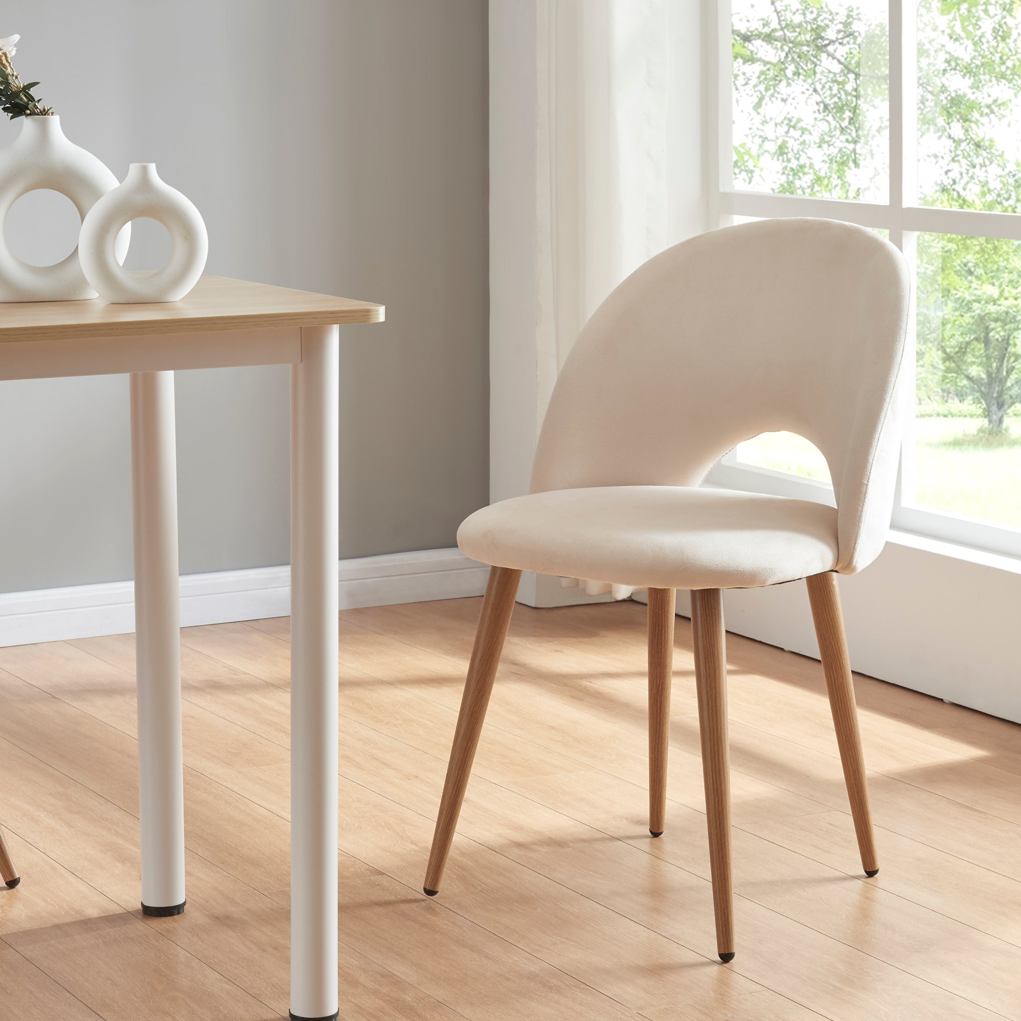 Set Karijoki di 2 Sedie da Sala Pranzo Effetto Velluto Beige [en.casa]