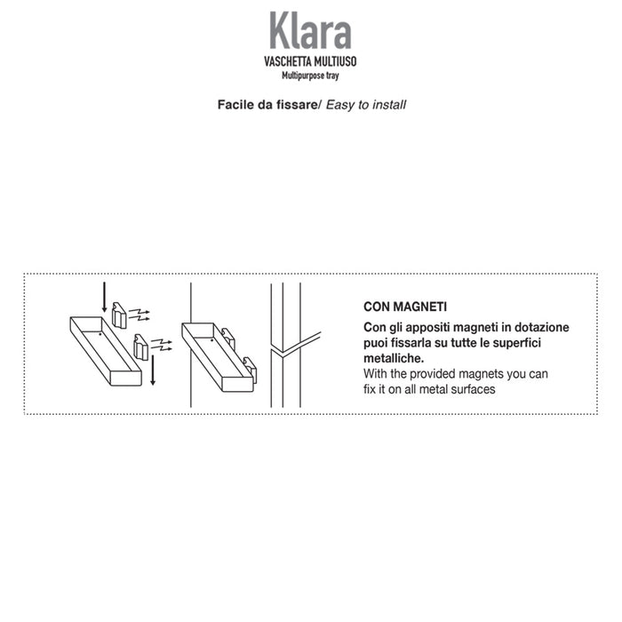 Pika' vaschetta multiuso portaoggetti con magneti per tutte le superfici metalliche modello klara
