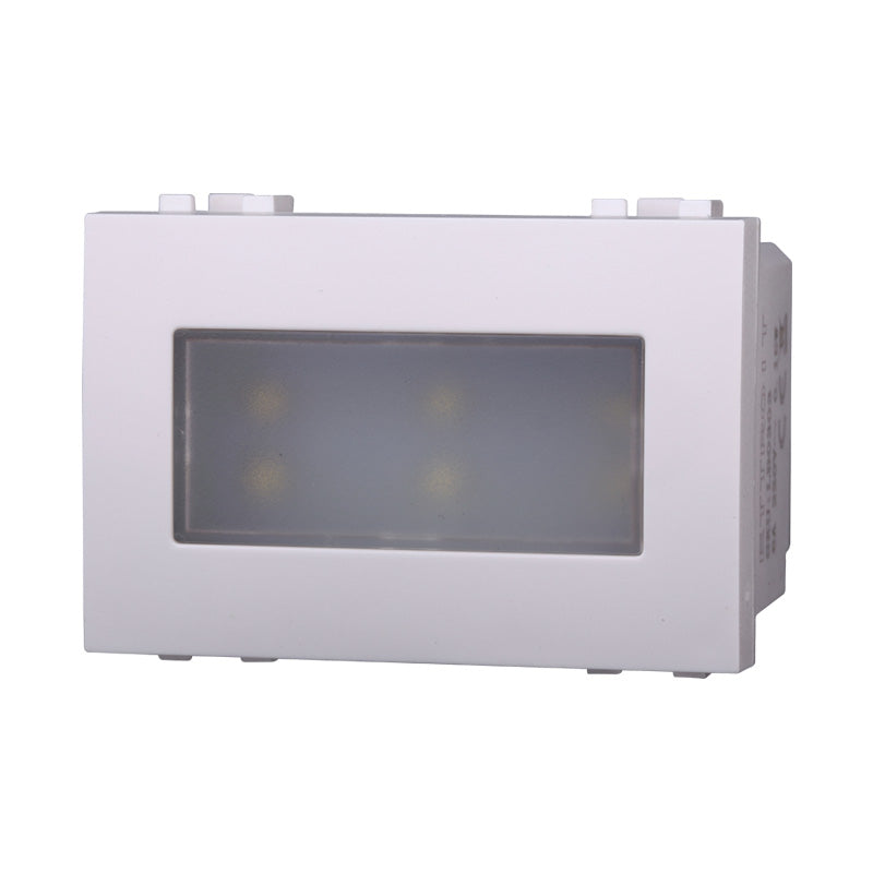 Ettroit Faretto Lampada 3P Moduli Segnapasso LED 220V ON/OFF 6000K compatibile con Supporto Bticino Living Bianco LB0303