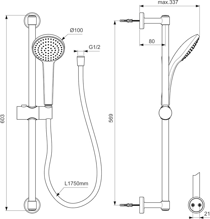 Saliscendi idealrain ideal standard 3 getti m3 smart