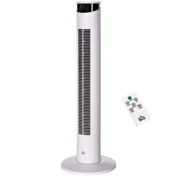 Ventilatore a Torre 45W a 4 Modalità e 3 Velocità con Timer da 12h Ø31.5x93 cm in ABS e Alluminio Bianco