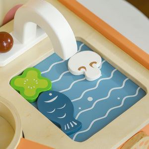 Cucina Giocattolo per Bambini Fornello e 12 Accessori in Legno