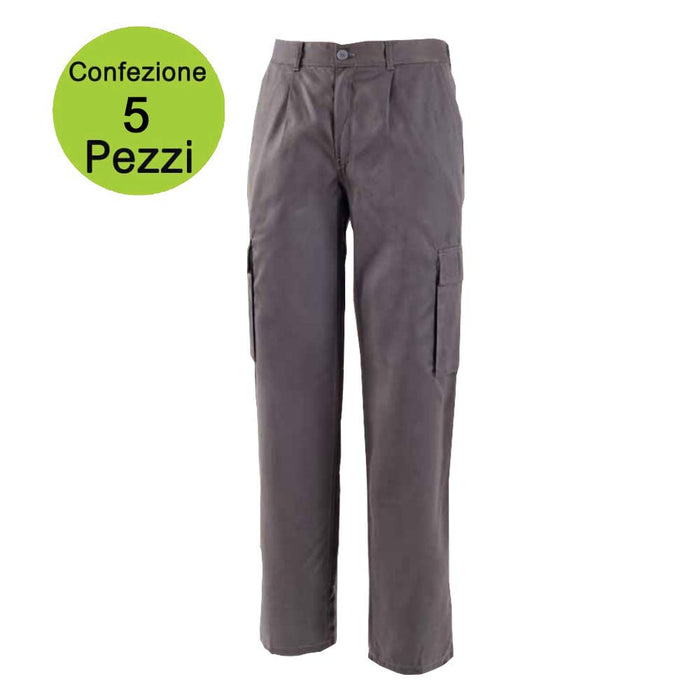 Multipack da 5 pz tg. xxl pantaloni da lavoro work professional multitasche grigio