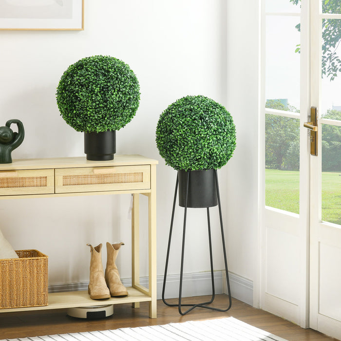 Set di 2 Piante Arteficiali Finte Sfera di Bosso Ø40 cm per Interno ed Esterno Verde