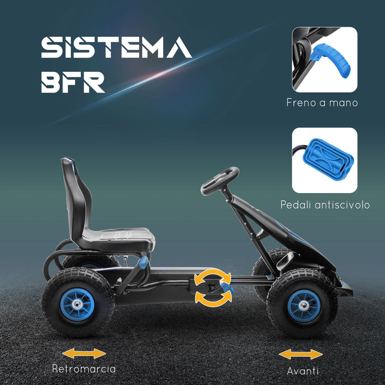 Go-Kart a Pedali per Bambini con Sedile Regolabile Blu