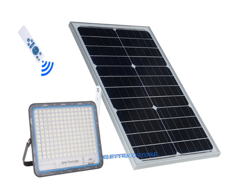 FARO LED 70W PANNELLO SOLARE DA ESTERNO IP67 TELECOMANDO TIMER 