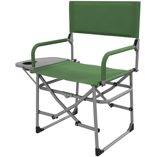 Sedia da Campeggio Pieghevole con Tavolino Laterale 81x51x87 cm in Metallo e Tessuto Oxford Verde