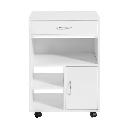 Tavolo stampante con cassetto e porta Carrello Tavolino da salotto Comodino Piccolo Comodino Bianco Comodini L50XP40xA75 cm FBT106-W