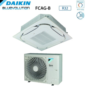 Climatizzatore Condizionatore Daikin Bluevolution Inverter a Cassetta Round Flow SkyAir Alpha-Series 36000 Btu FCAG100B + RZAG100NV1 Monofase R-32 Wi-Fi Optional Con Griglia Standard