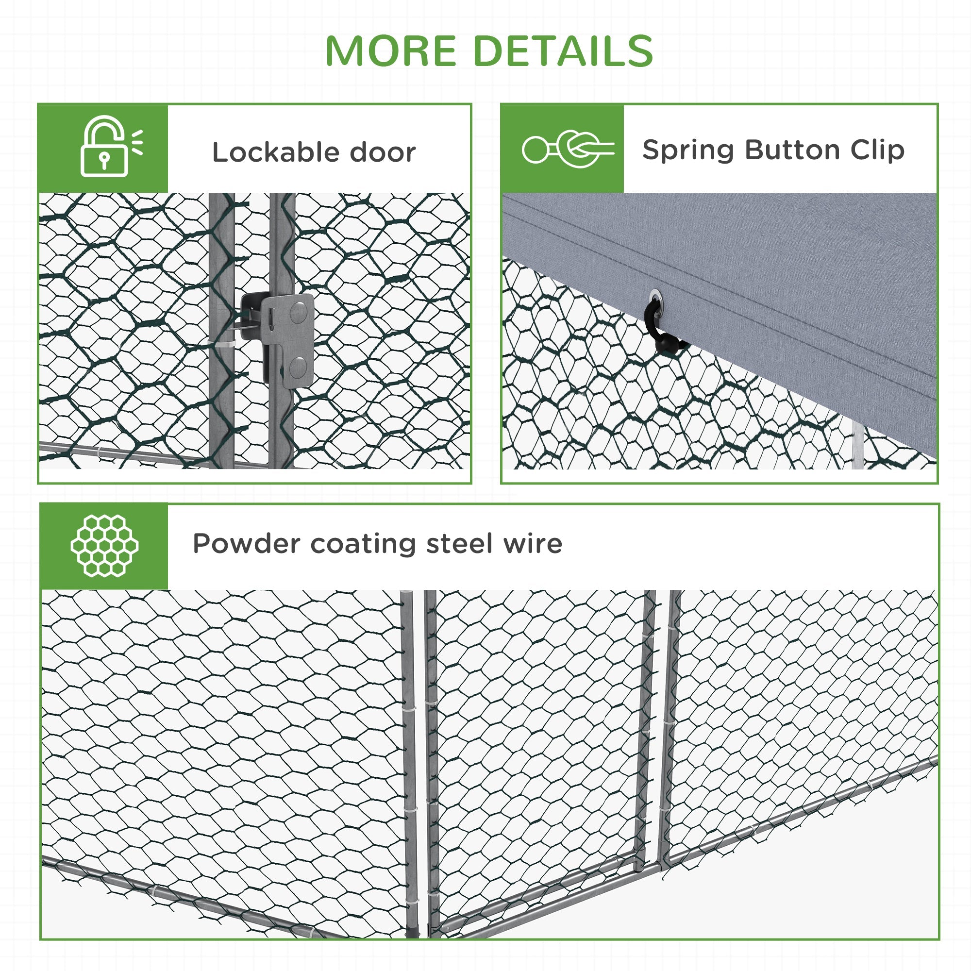 Pollaio Gabbia per Galline da Esterno 4x3,5x2,6m in Acciaio e Tessuto Oxford Argento