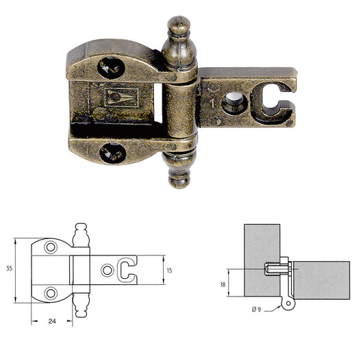 CERNIERA PER MOBILI 'A0055' bronzata - 2 PZ