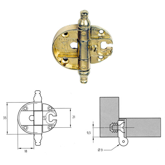 CERNIERA PER MOBILI 'A0056' oro - 2 PZ