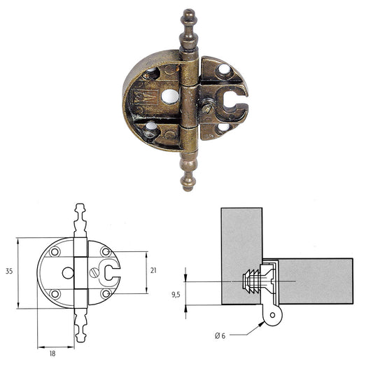 CERNIERA PER MOBILI 'A0057' oro - 2 PZ