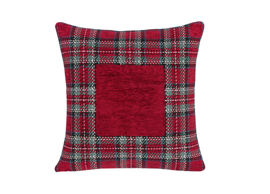 Federa Cuscino Arredo Casa Fodera Tessuto Cinigliato Scozzese Tartan - 40x40 - Bordeaux