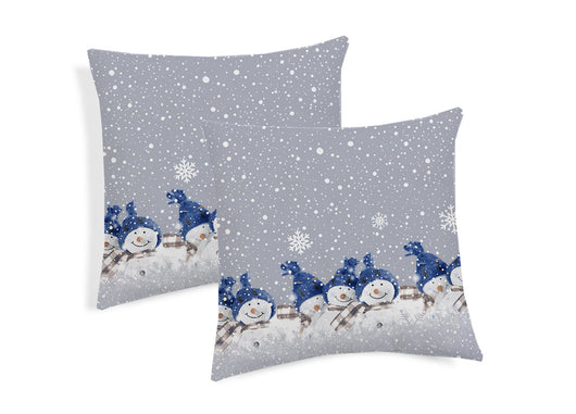 Coppia Cuscini Arredo Imbottiti 40x40 Disegno Snowman Colore Blu