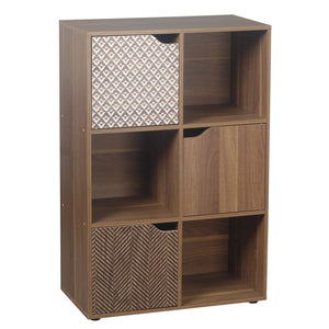 Libreria Mobiletto 6 Scomparti 59.6x29x90.5 cm in Legno MDF Naturale