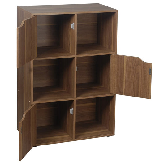 Libreria in legno 6 cubi con ante decorate