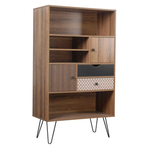 Libreria Mobiletto 2 Ante e 2 Cassetti 4 Ripiani 80x39x139,5 cm in Legno MDF Naturale