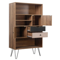 Libreria Mobiletto 2 Ante e 2 Cassetti 4 Ripiani 80x39x139,5 cm in Legno MDF Naturale