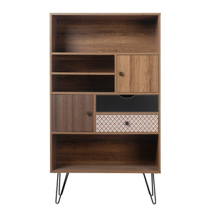 Libreria Mobiletto 2 Ante e 2 Cassetti 4 Ripiani 80x39x139,5 cm in Legno MDF Naturale