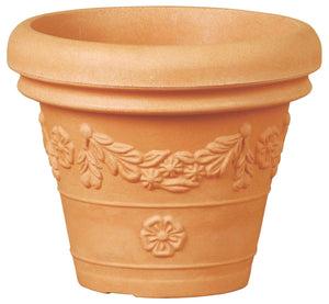 Vaso Grande Festonato In Resina, Effetto Terracotta Con Decori Interno-Esterno Cm 55x50h coloreAnticato FESTON55ANTIC