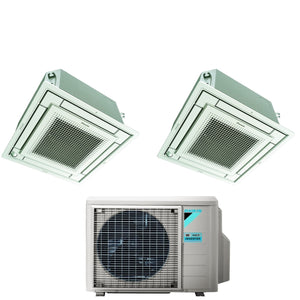 Climatizzatore Condizionatore Daikin Bluevolution Inverter Dual Split a Cassetta FFA-A 12+12 con 2MXM50A R-32 Wi-Fi Optional Con Griglia Bianca Inclusa 12000+12000 Garanzia Italiana