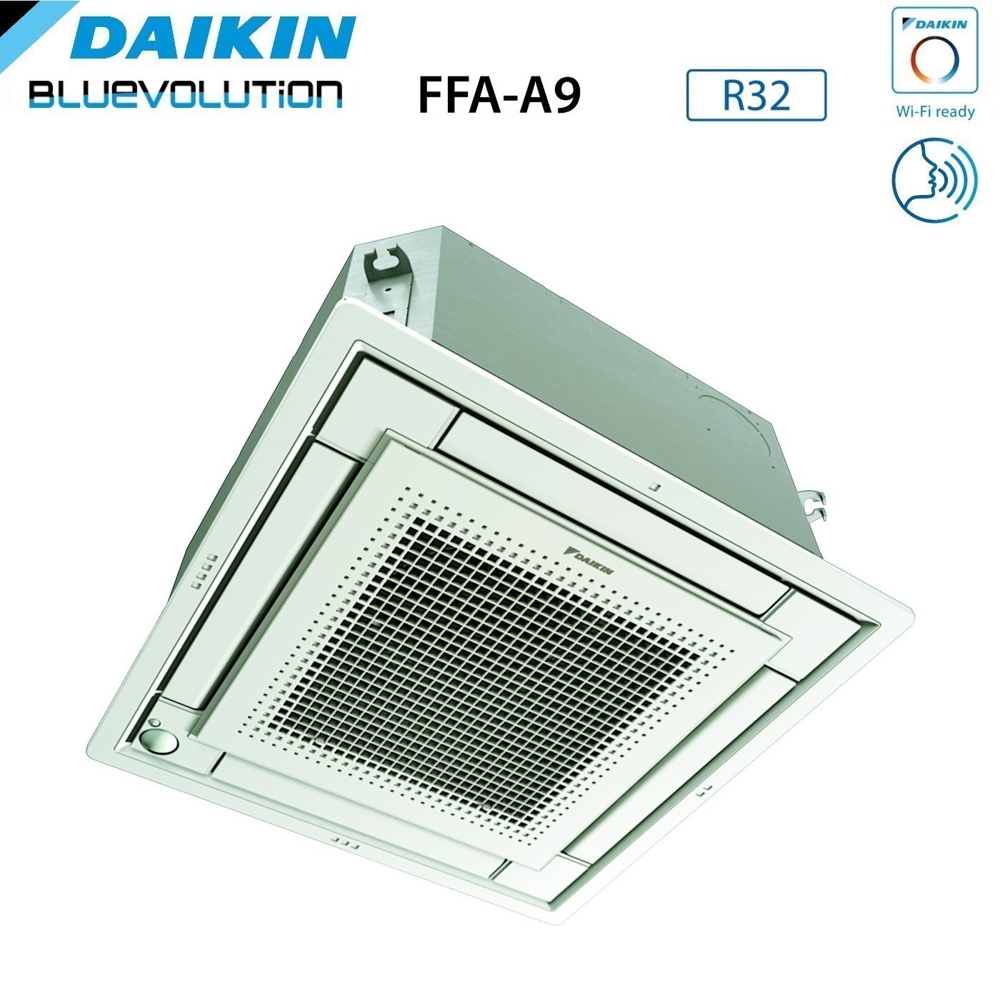 Climatizzatore Condizionatore Daikin Bluevolution Inverter Dual Split a Cassetta FFA-A 9+18 con 2MXM50A R-32 Wi-Fi Optional Con Griglia Bianca Inclusa 9000+18000 Garanzia Italiana