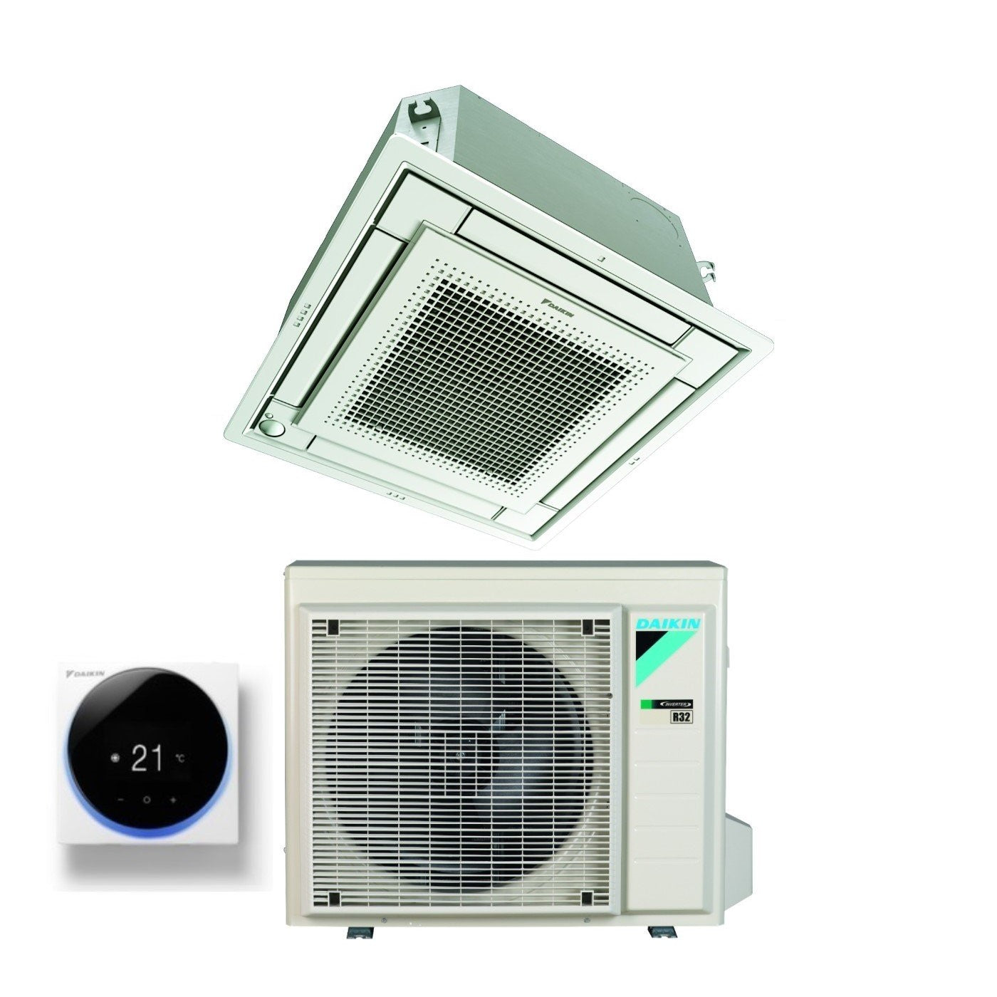 Climatizzatore Condizionatore Daikin a Cassetta Fully Flat 9000 Btu FFA25A9 R-32 Wi-Fi Optional con Griglia Inclusa Classe A++/A+ - Garanzia Italiana