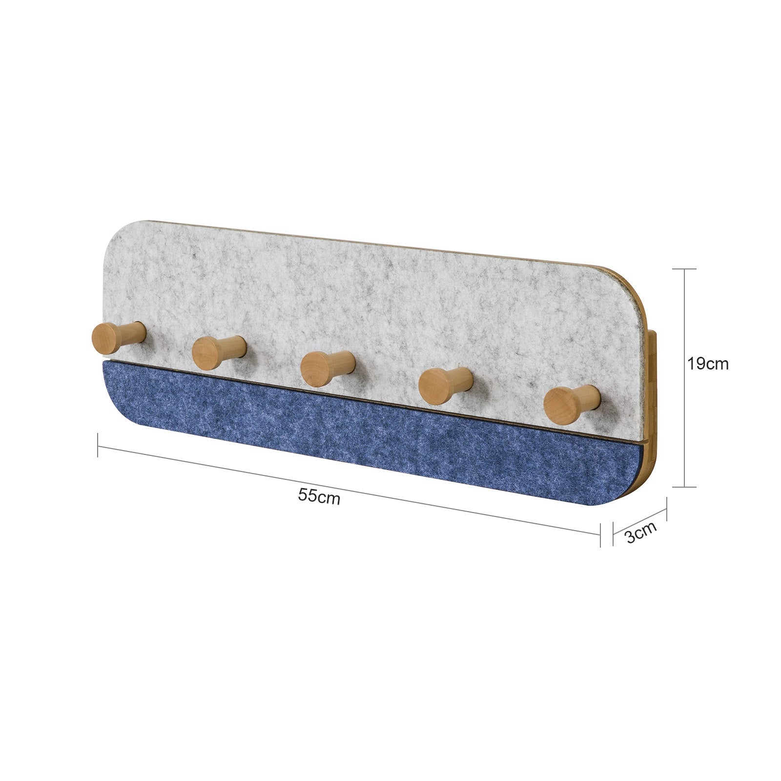 Appendiabiti da Parete con 5 Ganci in bambù Attaccapanni da Muro con Ganci Blu,FHK16-B