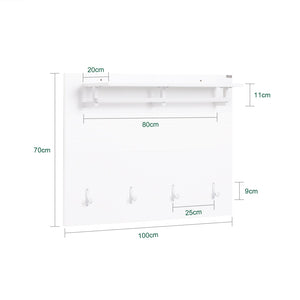 Appendiabiti da muro Portachiavi da ingresso Attaccapanni da muro Scaffale Murale Mensola Scaffale Bianco 100x70x20cm FHK36-W