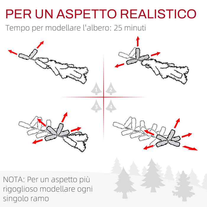 Albero di Natale Artificiale Innevato 180 cm 479 Rami Design Alto e Stretto Verde