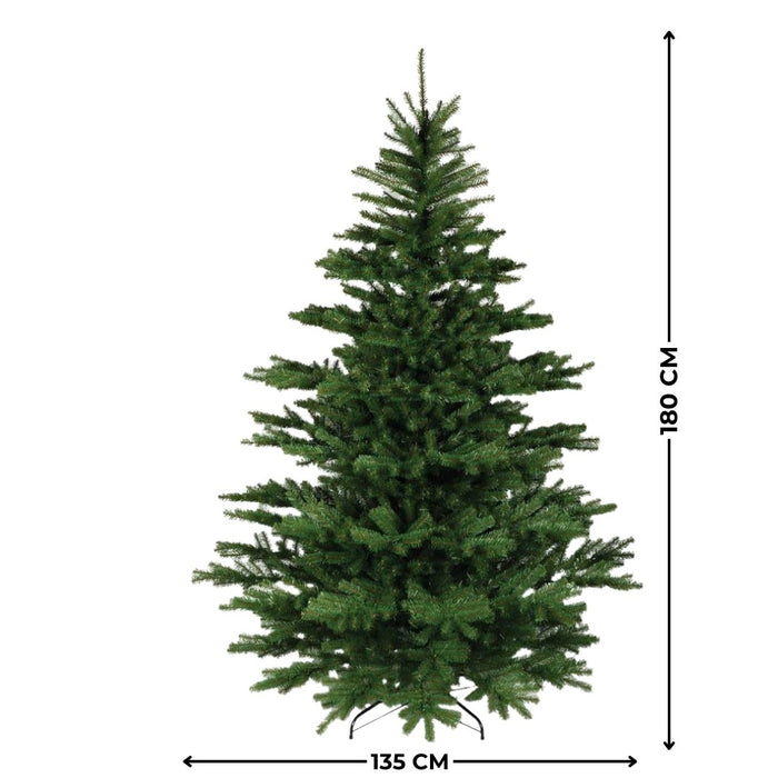 Albero di Natale artificiale alto 180cm con 1434 rami e base in plastica di colore verde