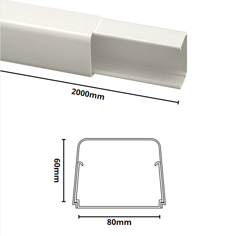 Canale bianco pvc condizionamento 80x60mm barra 2 metri