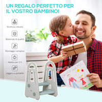 Sgabello per Bambini Scaletta a 2 Gradini 435x38,5x61 cm Blu e Grigio