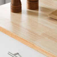 Carrello da cucina Carrello di servizio Carrello con rotelle con anta e cassetto bianco-naturale FKW102-WN