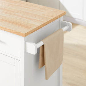 Carrello da cucina Carrello di servizio Carrello con rotelle con anta e cassetto bianco-naturale FKW102-WN